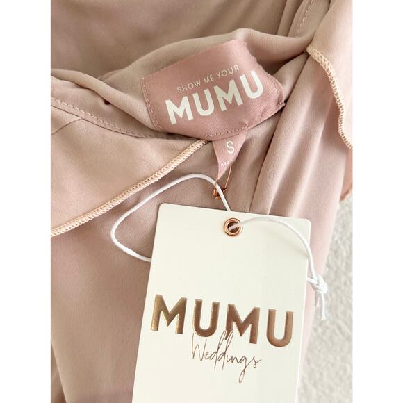 Show Me Your Mumu Romance Ruffle Dress in Dusty Blush Crisp S NWT - Picture 6 of 7